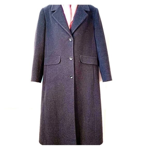 BLACK CASHMERE BLEND FORECASTER of BOSTON COAT 8 - Picture 1 of 7
